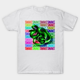 Snake popart rofl snack neon text T-Shirt